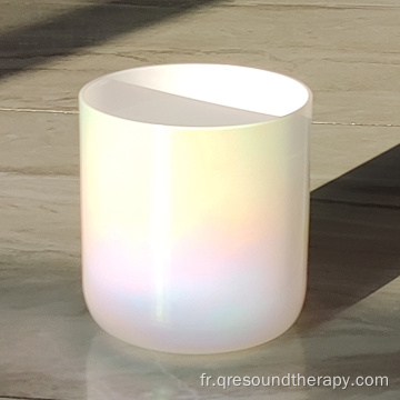 Q&#39;R Méditation Sound Perle White Crystal Singing Bowl